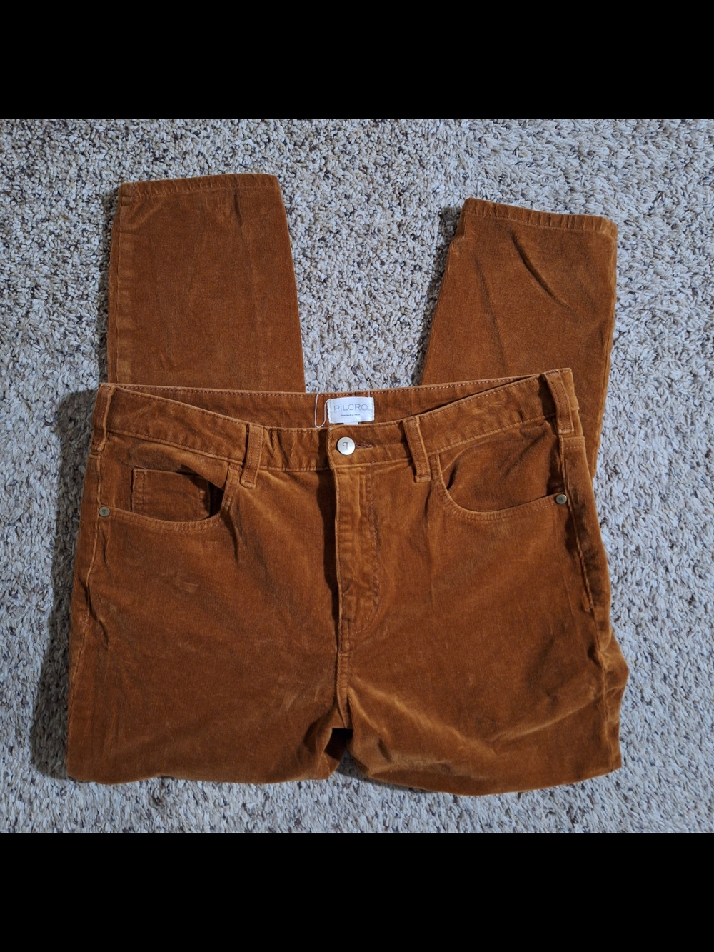 Pilcro Anthropologie Brown Corduroy Straight Leg High Rise Pants Size 32
